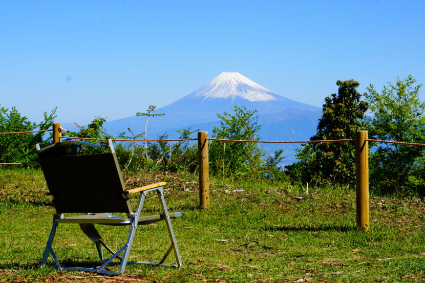 だるま山高原キャンプ場　サイトNo.19から見る富士山。絶景なり。